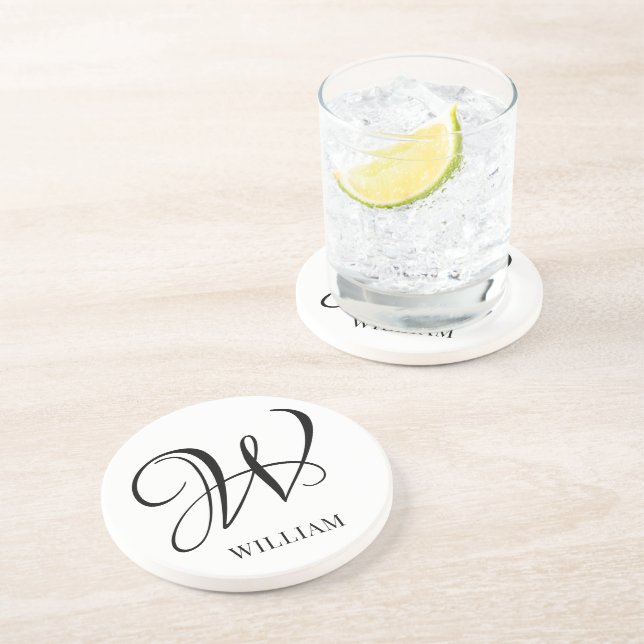 Inledande Elegant av Personlig Vit monogram Underlägg (Sidan)
