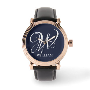 Inledande Elegant för marin Personlig, svart monog Armbandsur