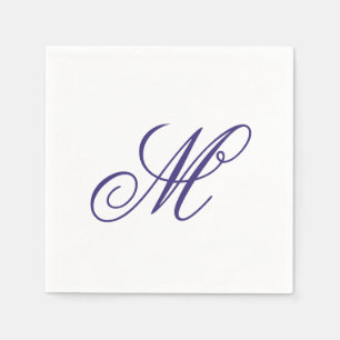 Inledande elegant - marinblått monogram pappersservett