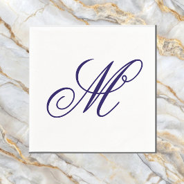 Inledande elegant - marinblått monogram pappersservett