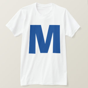 Inledande ersättningstext för blå monogram Namn T Shirt