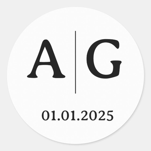 Inledande etiketter för bröllop | Runda vita (Framsida)
