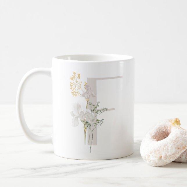 Inledande F med mjuk färg-blomkaffe Mugg (Med munk)