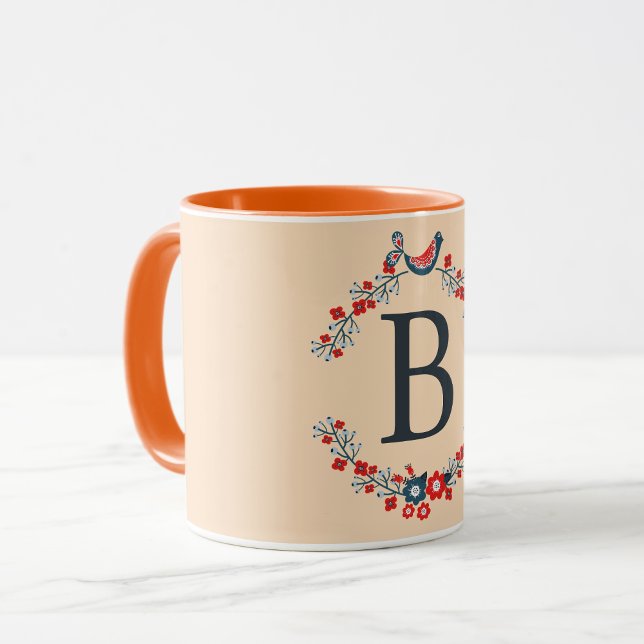 Inledande grått monogram på Bisque färg Mugg (Skapare uppladdad)