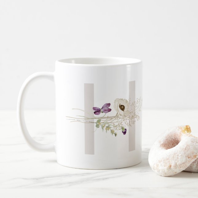 Inledande H med mjuk färg-blomkaffe Mugg (Med munk)