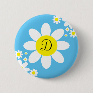 Inledande knapp för Cute Blue and White Daisy