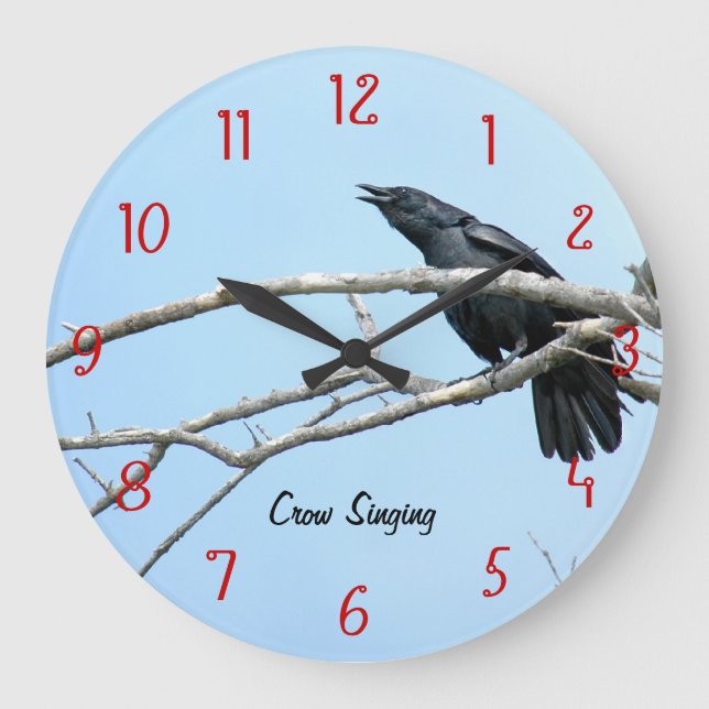Inledande Kråka Raven Wall Clock Stor Klocka (Framsida)