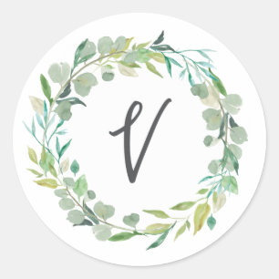 Inledande kuvertförsegling av brev V monogram Runt Klistermärke