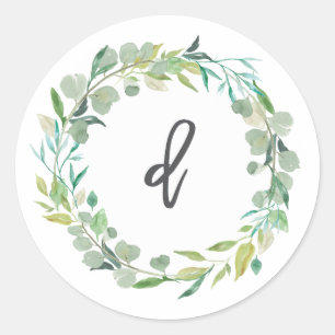 Inledande kuvertförsegling för brev D Monogram Runt Klistermärke