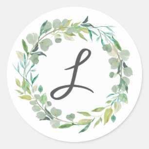 Inledande kuvertförsegling för brev L Monogram Runt Klistermärke