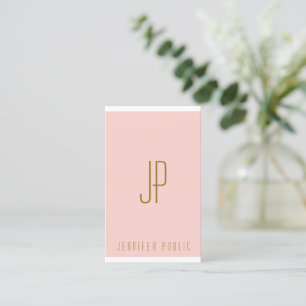 Inledande Lodrät Brev Monogram  Rosa Guld Visitkort