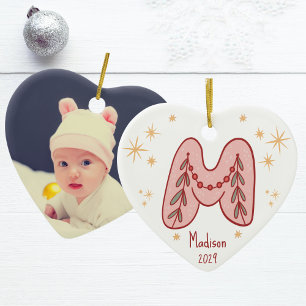 Inledande M Baby S Första jul Mönster Julgransprydnad Keramik
