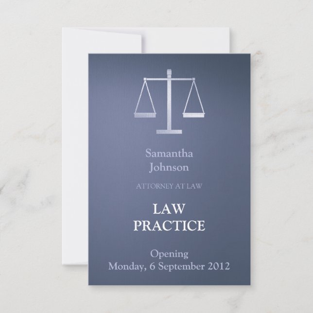 Inledande meddelande om Elegant Blue Law Practice Inbjudningar (Framsida)