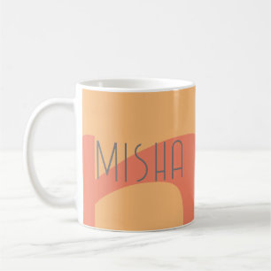 inledande mongram peach rosa namn modern kaffemugg