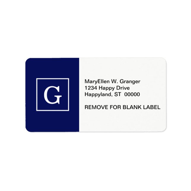 Inledande monogram för blå ram adressetikett (Framsidan)