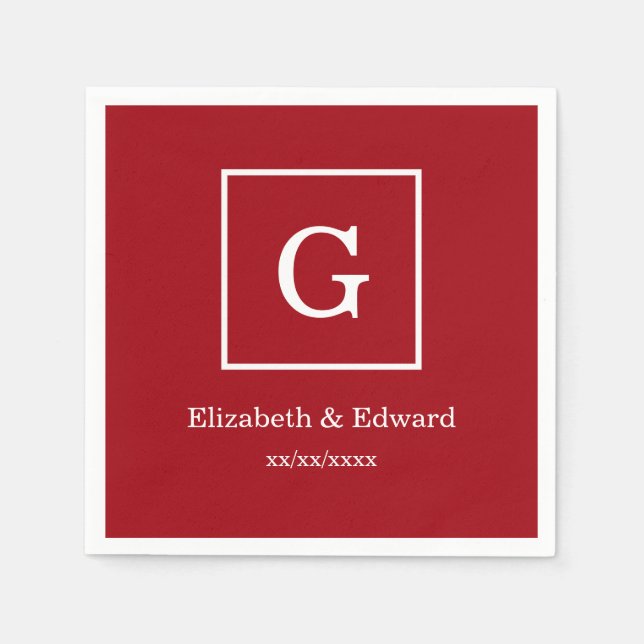 Inledande monogram för Cranberry Red White Framed Pappersservett (Framsidan)