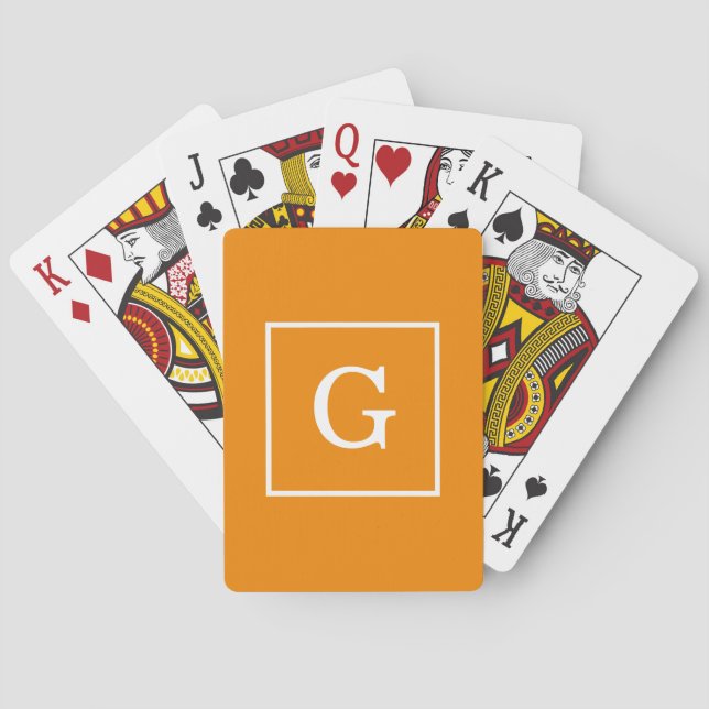 Inledande monogram för Tangerine White Framed Casinokort (Baksidan)