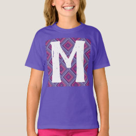 Inledande monogram Rosa Lila Diamond Mönster Asym T Shirt