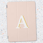Inledande monogram  Rosa Vintage Typografi iPad Air Skydd<br><div class="desc">En enkel,  minimalistisk ursprunglig utformning med hjälp av en vintage-retrotypografi i vitt med en guld-skugga på  rosa. Brev kan enkelt anpassas för att skapa din egen monogramdesign!</div>