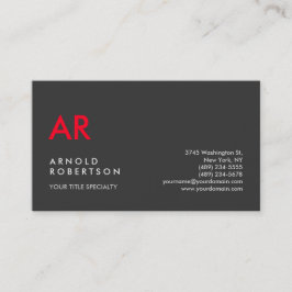 Inledande monogrammed Grått Red-minimalistisk anpa Visitkort