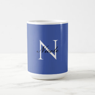 Inledande monogrammed handskriven egen Namn Blue Kaffemugg