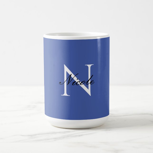 Inledande monogrammed handskriven egen Namn Blue Kaffemugg (Center)