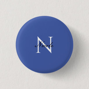 Inledande monogrammed handskriven egen Namn Blue Knapp