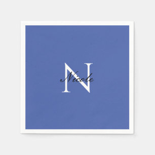 Inledande monogrammed handskriven egen Namn Blue Pappersservett