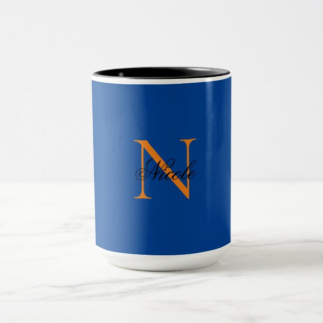 Inledande monogrammed handskriven egen Namn Deep B Mugg (Center)