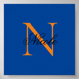Inledande monogrammed handskriven egen Namn Deep B Poster