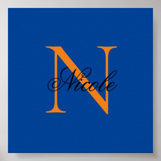 Inledande monogrammed handskriven egen Namn Deep B Poster (Framsidan)
