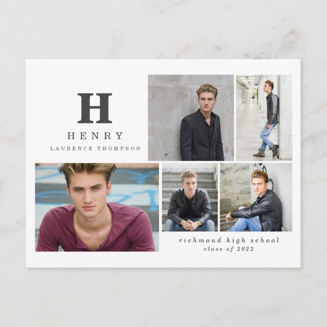 Inledande multifoto student modern svart vit och helg vykort (Framsida)