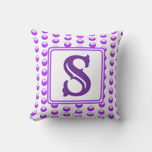 Inledande Namn Vivid Lila Polka Dot Monogram Kudde