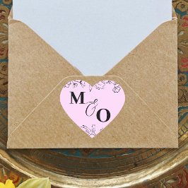 Inledande personligt bröllp-märke med blommor hjärtformat klistermärke