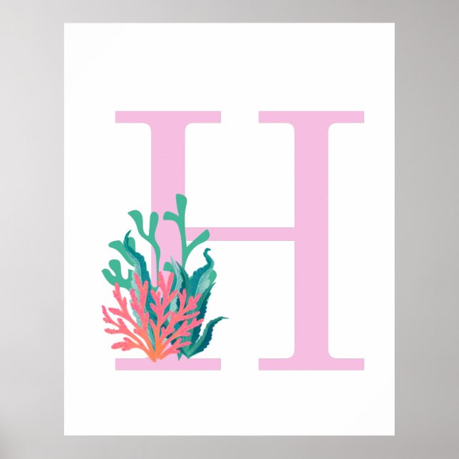 Inledande Poster av Rosa i Brev H Monogram  Teal C (Framsidan)