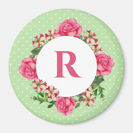 Inledande Rosa ros Red White Petunia Polka dots Magnet