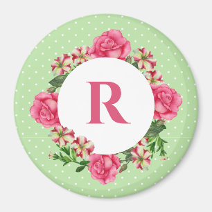 Inledande Rosa ros Red White Petunia Polka dots Magnet