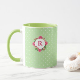 Inledande Rosa ros Red White Petunia Polka dots Mugg