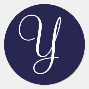 Inledande Sälar "Y" ("Y") för marint blått och vit Runt Klistermärke