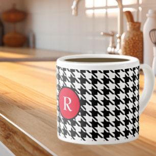 Inledande, svart och vit houndstooth Mönster 6oz Espressomugg