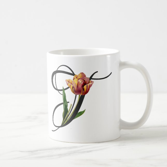 Inledande T, Vintage Tulips-kaffe Mugg (Höger)