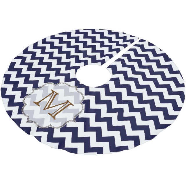 Inledande Träd-Skirt - nyblå Chevron Monogram Julgransmatta Borstad Polyester (Vinklad)