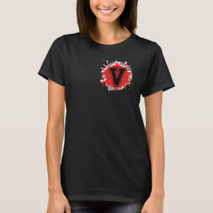Inledande V Monogram Brev Anpassningsbar Personlig T Shirt