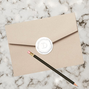 Inledande vax Seal White Monogram D Runt Klistermärke