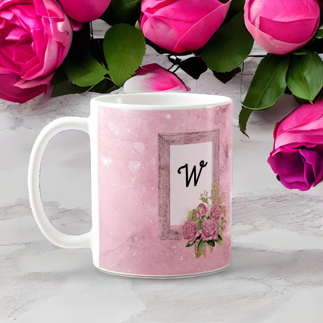 Inledande vintage Rosa ros och Shabby chic Kaffemugg (Skapare uppladdad)