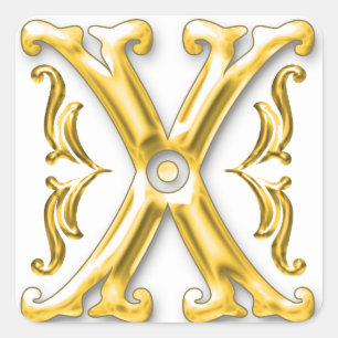 Inledande X-fästingar i Guld Fyrkantigt Klistermärke