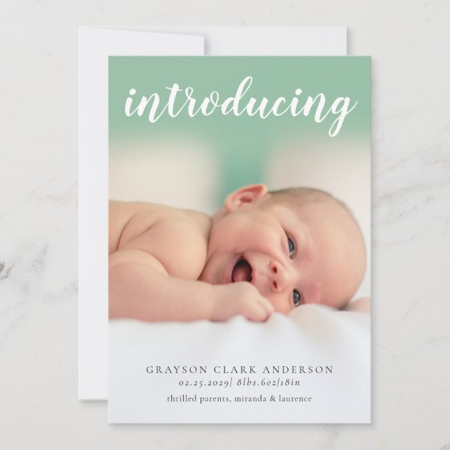 Inledning av Baby foto Birth Meddelande (Framsida)