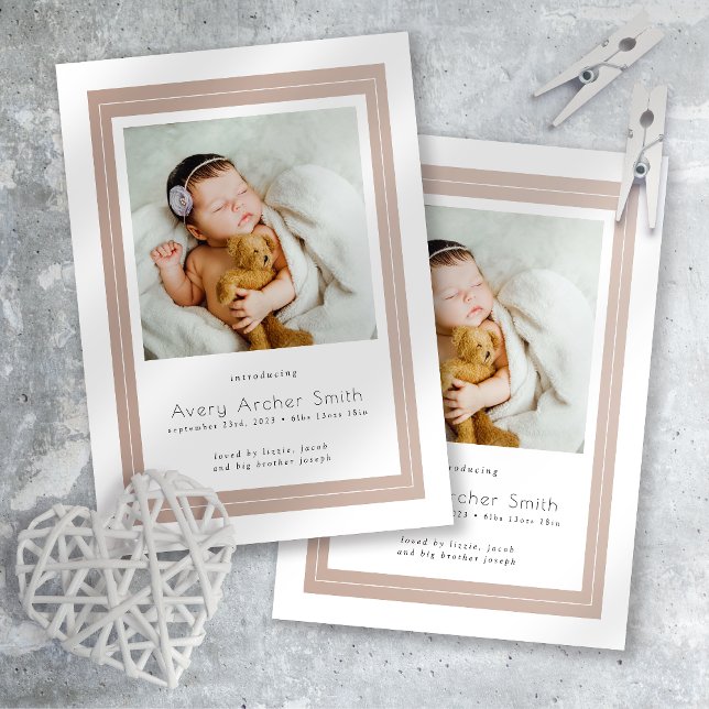 Inledning av Baby Photo Boho Birth Meddelande (Skapare uppladdad)