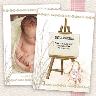 Inledning av Easel Flicka Boho Birth Meddelande