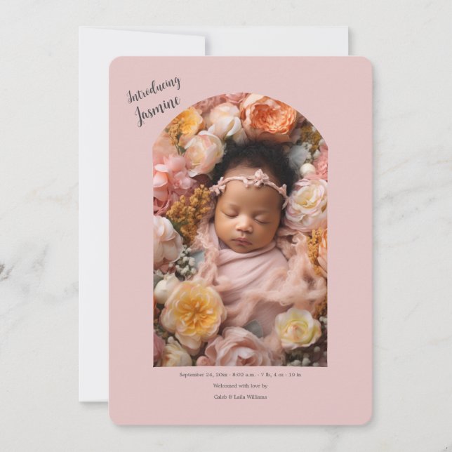 Inledning av Flicka födelsemeddelande Inbjudningar (Framsida)